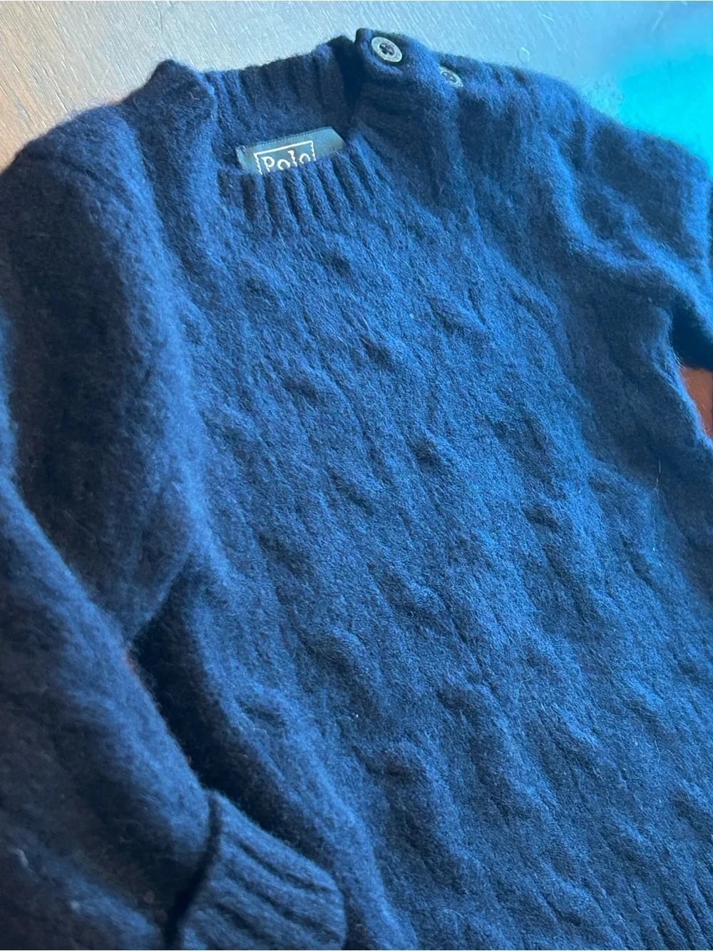 Polo Ralph Lauren Iconic Cable Knit Sweater Navy Toddler Preppy Classic